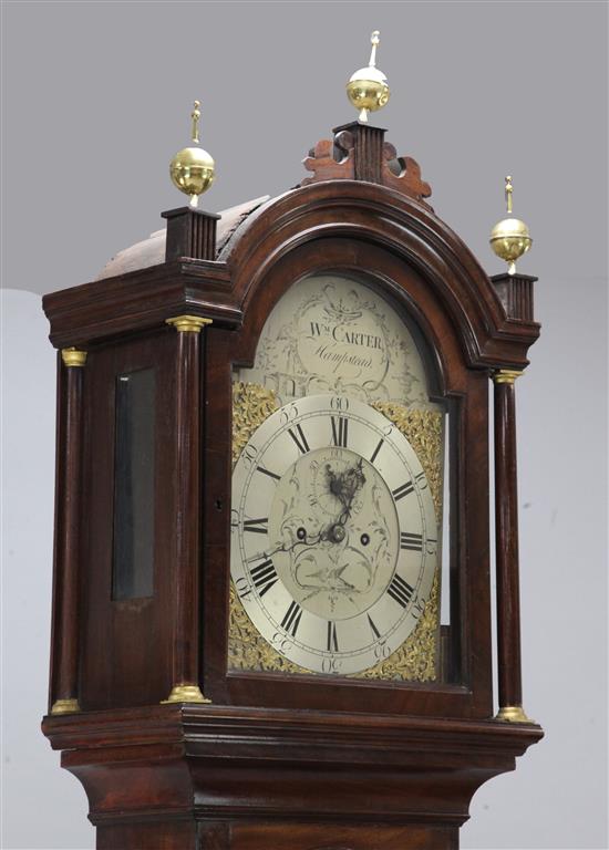 William Carter of Hampstead. A George III mahogany eight day longcase clock, 7ft 7in.